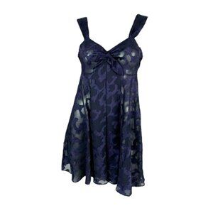 Victoria's Secret‎ Vintage Sip Dress Women's Size Small Navy Blue Babydoll Sheer